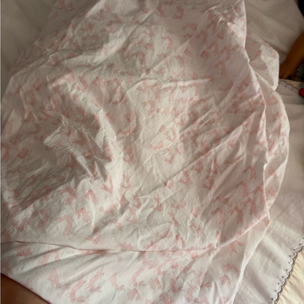 Pottery Barn Kids Pink and White bunny crib sheet